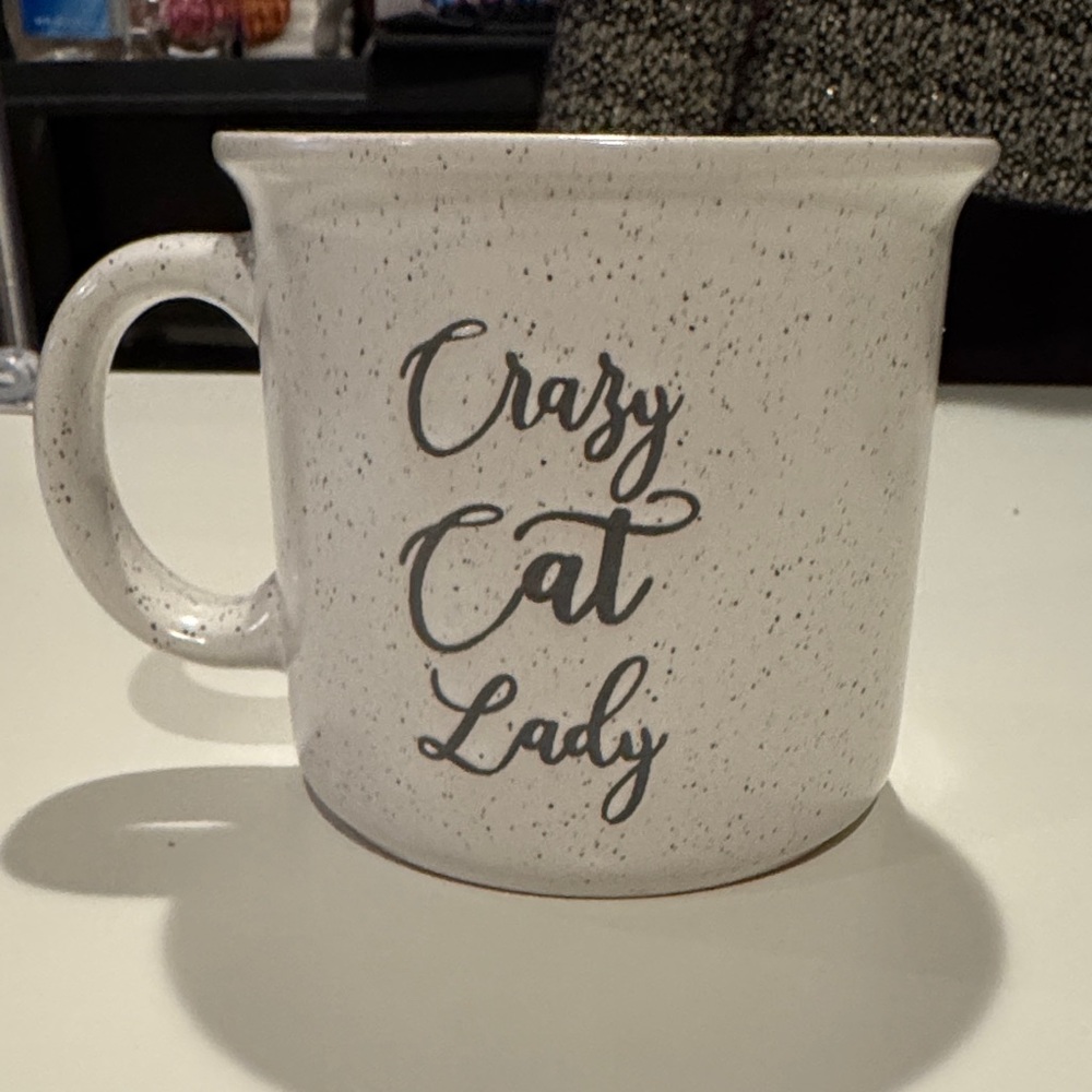 Crazy Cat Lady Stoneware Coffee Mug - White Speckled
